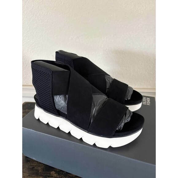 Eileen Fisher Chant  Leather Platform Wedge Sandal Women's Size-NIB-8, 8.5,10,11 - Picture 2 of 6